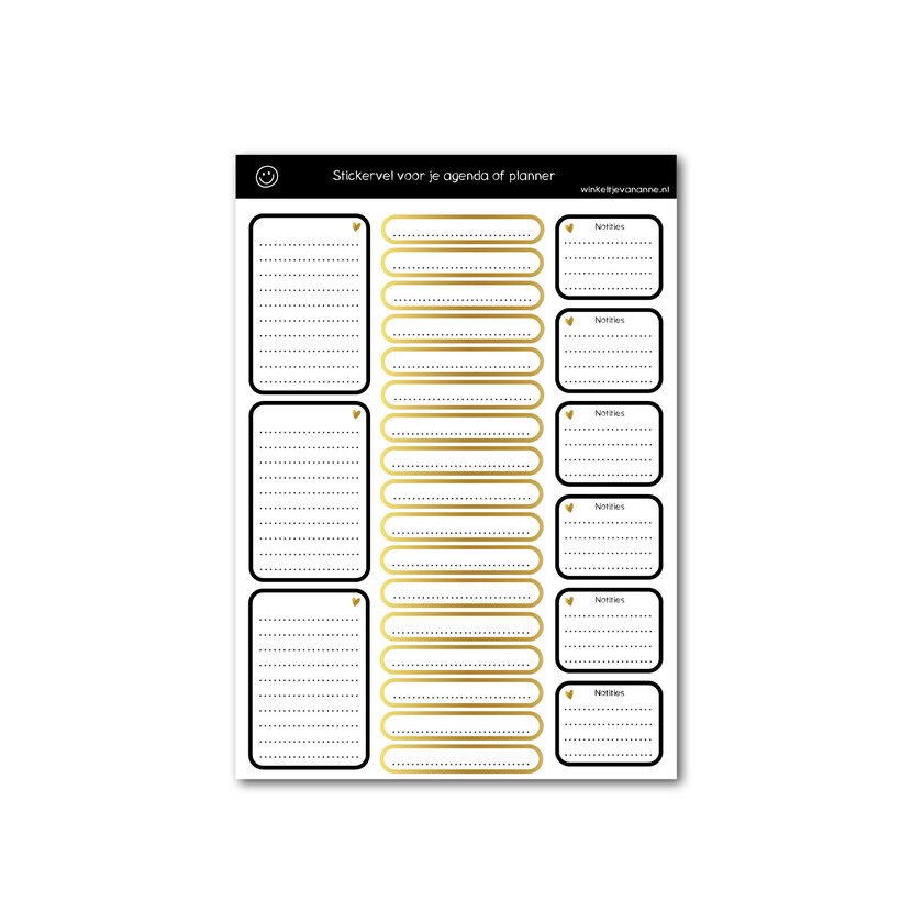 Beschrijfbaar stickervel voor bij je planner | A5