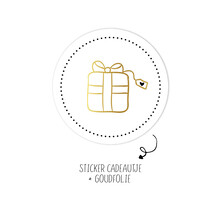 Sticker | Cadeautje met goudfolie | 10 stuks