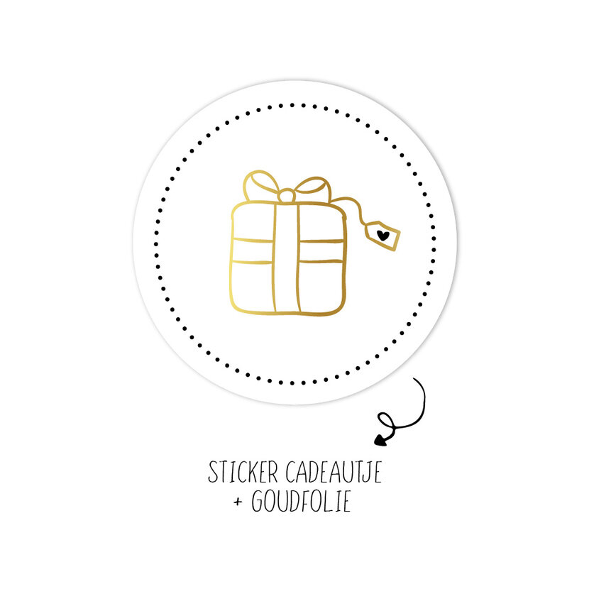 Sticker | Cadeautje met goudfolie | 10 stuks