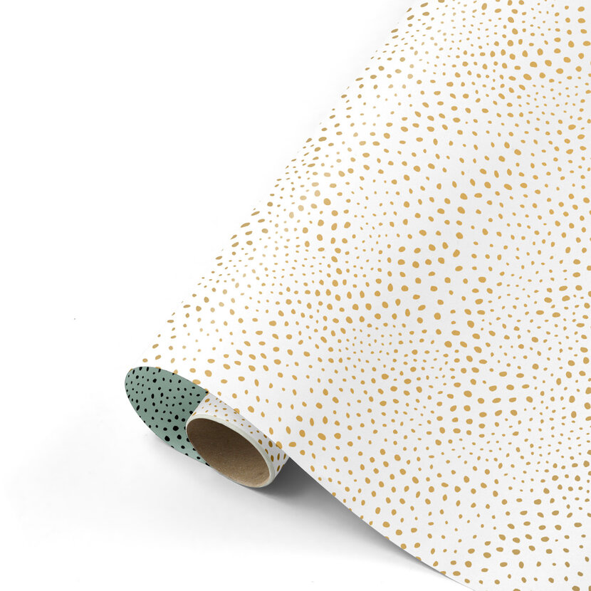 Rol inpakpapier | Dots goud | 3 meter