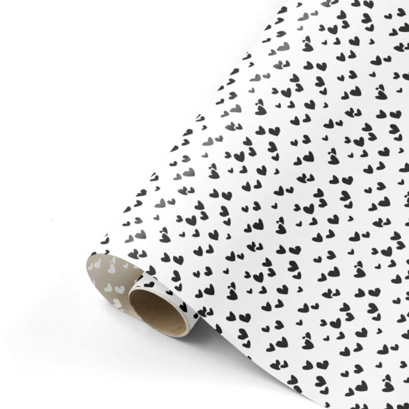 Rol inpakpapier | Hartjes wit nude | 3 meter