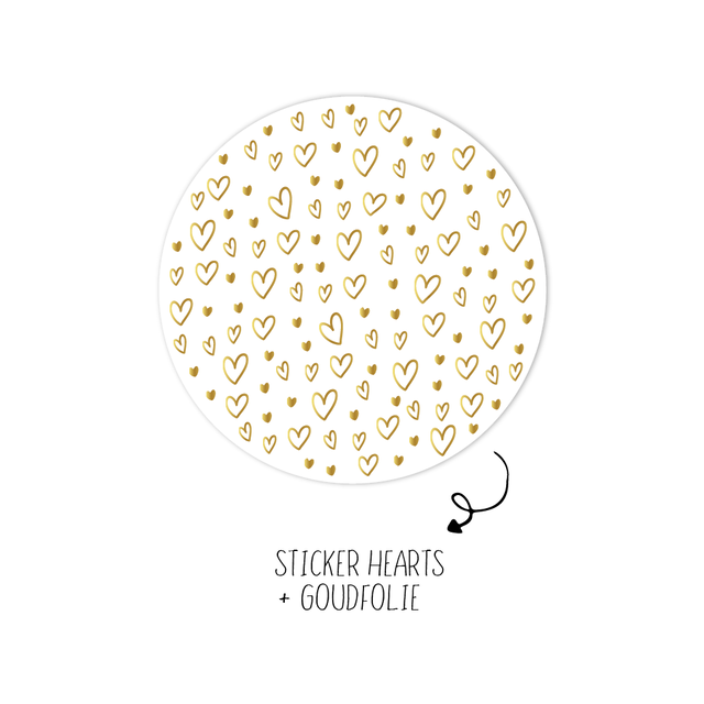 Sticker | Multi hearts gold | 10 stuks