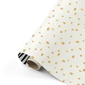 Rol inpakpapier | Off white Gold Squares | 3 meter