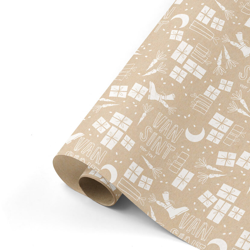 Rol inpakpapier | Van Sint kraft | 3 meter