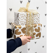 Rol inpakpapier | Kleine hartjes goud  | 3 meter