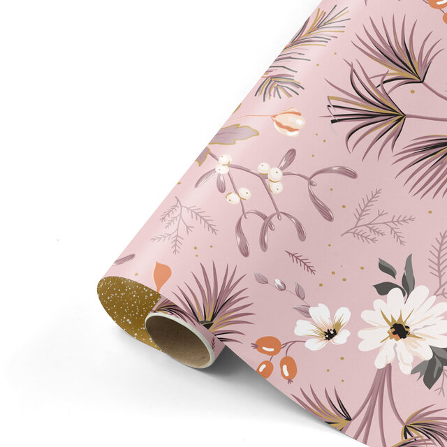 Rol inpakpapier | Bold Flowers Pink | 3 meter