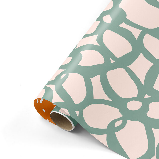 Rol inpakpapier | Retro Mint Nude | 3 meter