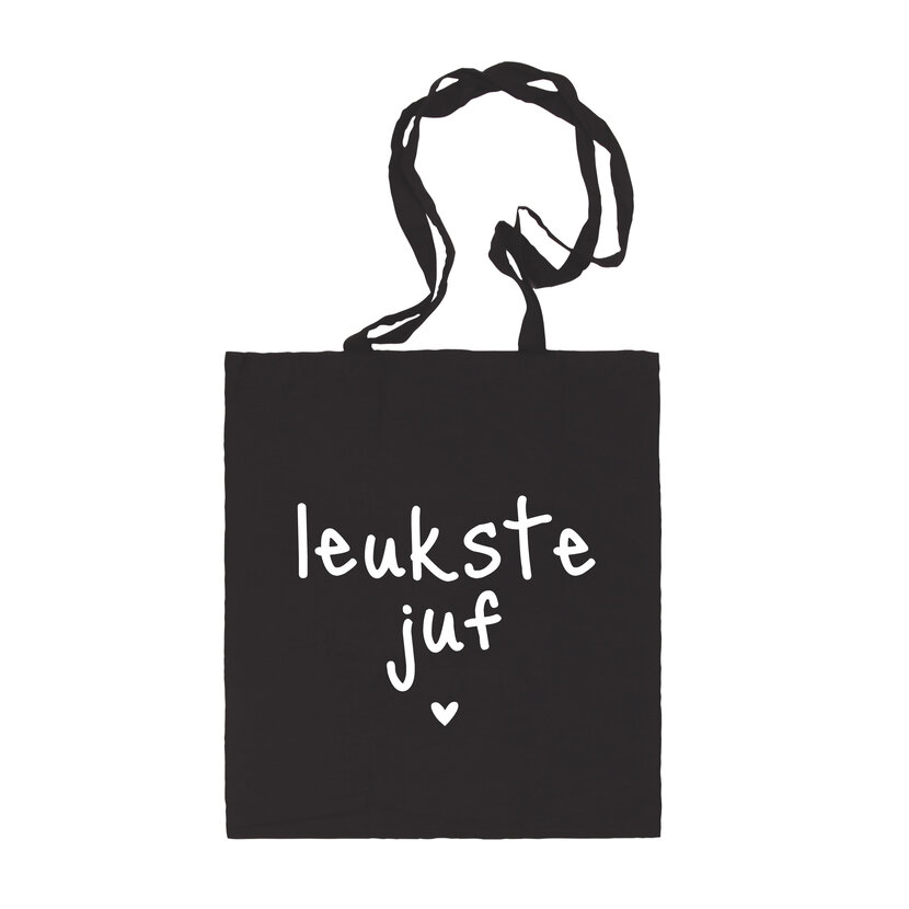 Katoenen tas | Leukste juf | Zwart