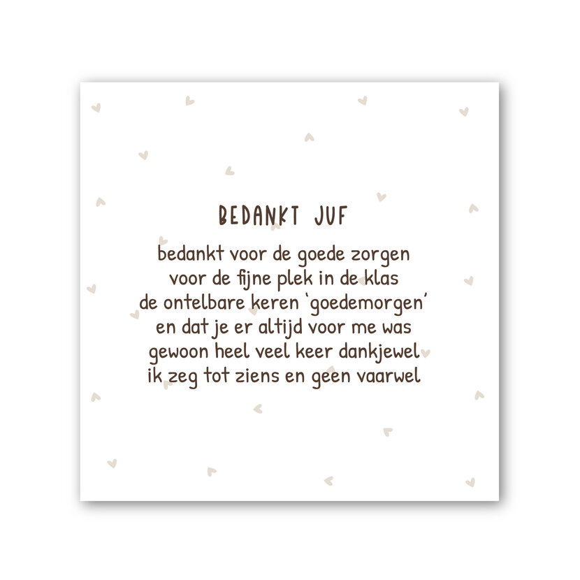 Forex tegeltje | In geschenkverpakking | Juf gedichtje