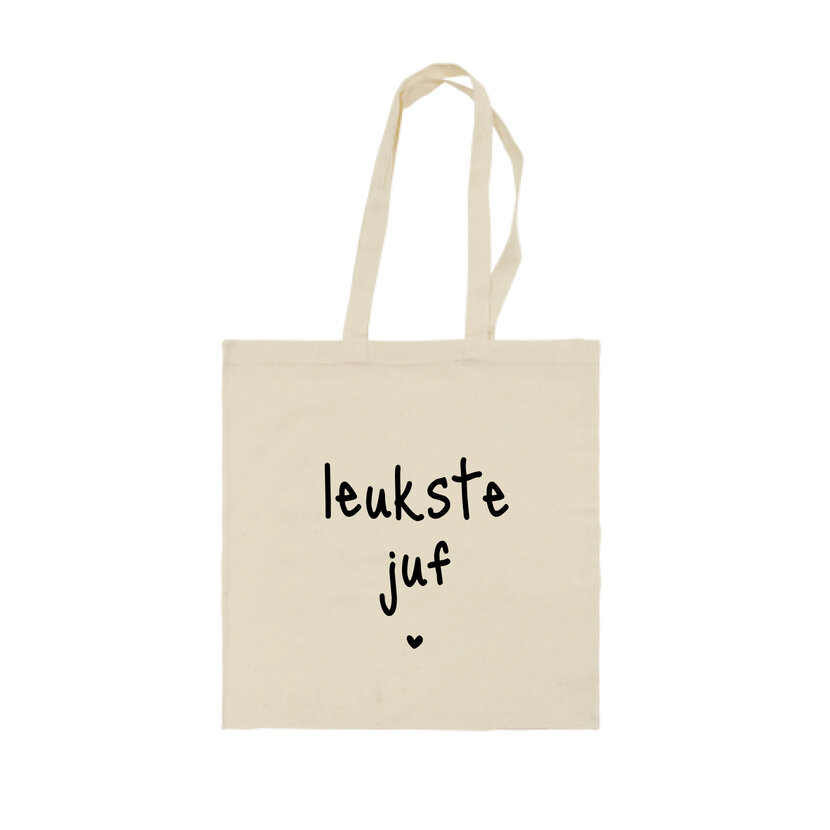 Katoenen tas | Leukste juf | Beige