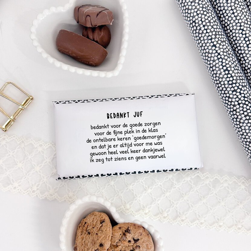 Tony reep | Gedichtje juf | Reep + geprint wikkel