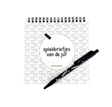 Voordeelset | Spiekbriefjes + all over print pen | Juf