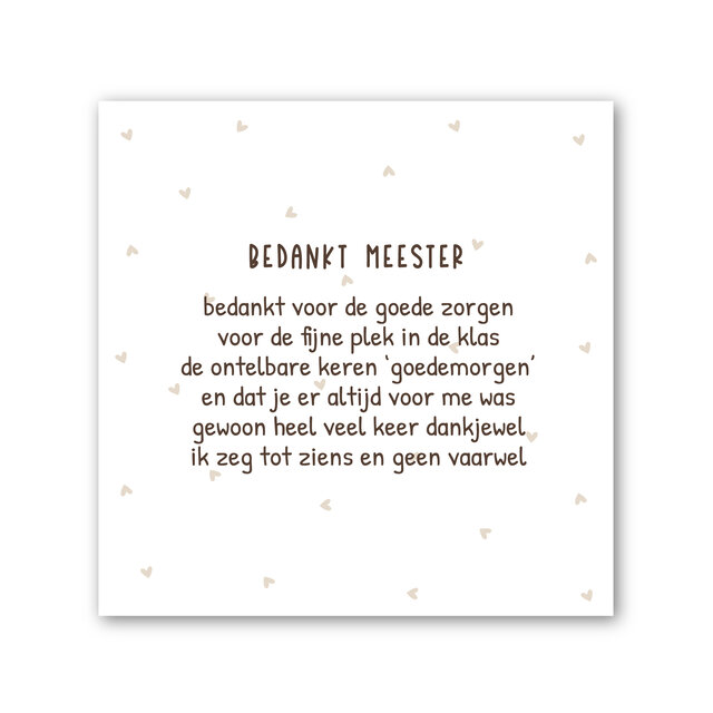 Forex tegeltje | In geschenkverpakking | Meester gedichtje