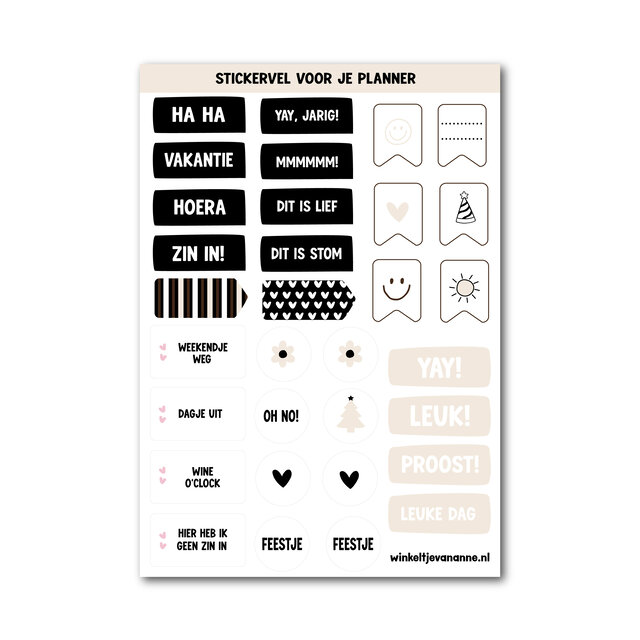 Stickervel voor bij je planner | A5 | Nude