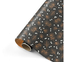 Rol inpakpapier | Dennentakjes | Zwart