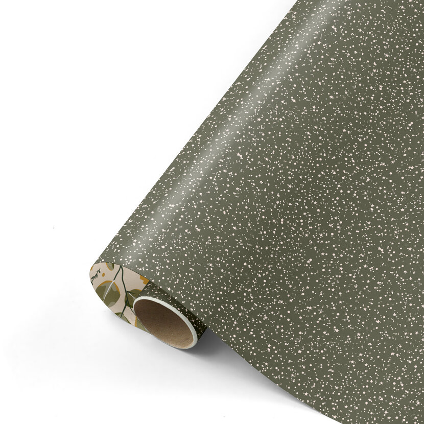Rol inpakpapier | Sparkling stars groen | 3 meter