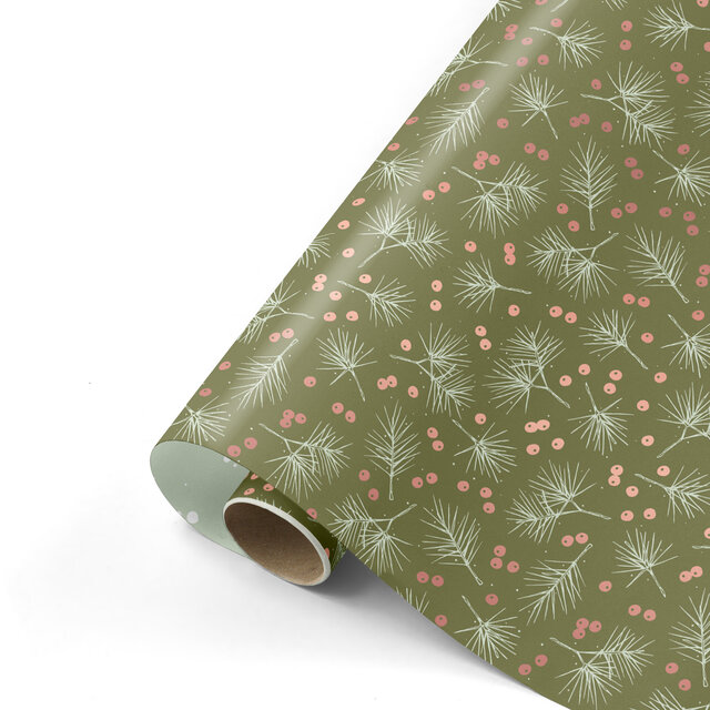 Rol inpakpapier | Dennentakjes Groen | 3 meter
