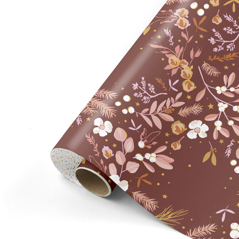 Rol inpakpapier | Burgundy Decoration | 3 meter