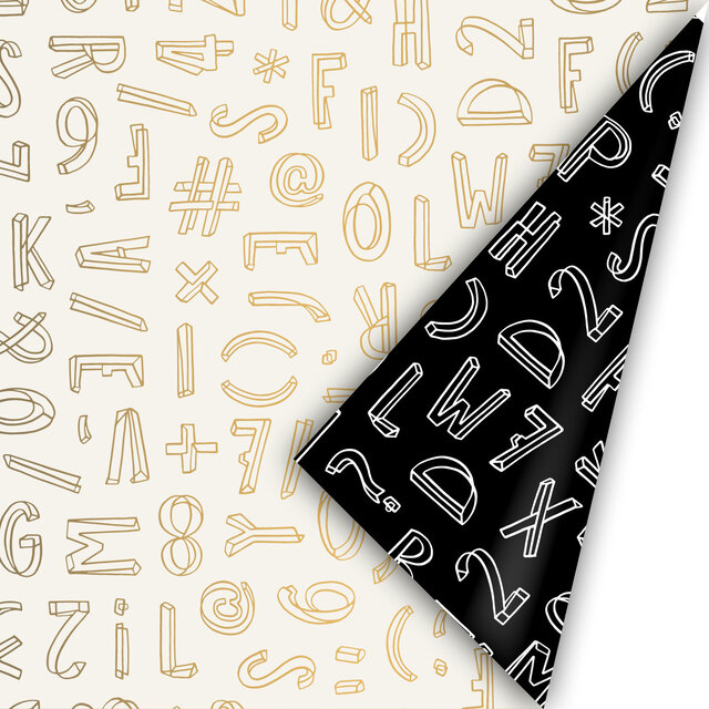 Rol inpakpapier | Sint letters Goud | 3 meter