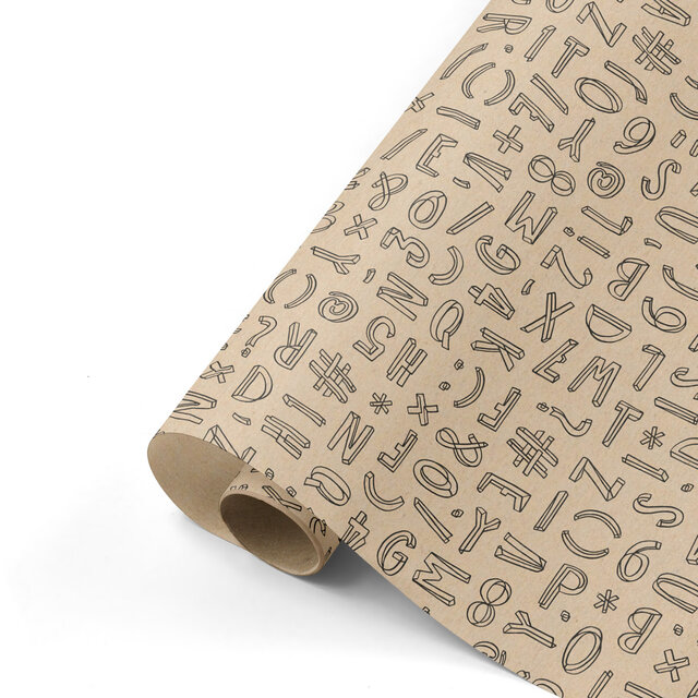 Rol inpakpapier | Sint letters Kraft | 3 meter