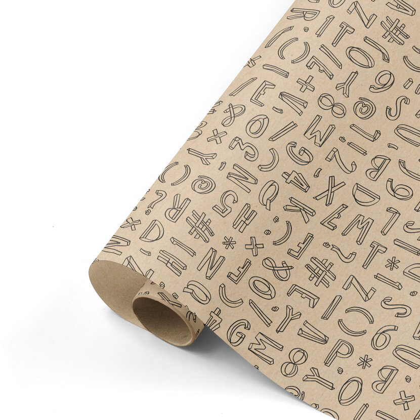Rol inpakpapier | Sint letters Kraft | 3 meter