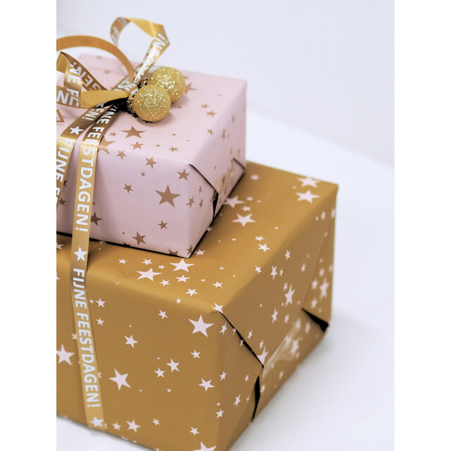 Rol inpakpapier | Stars Camel Pink | 3 meter