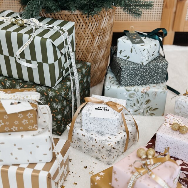 Rol inpakpapier | Sparkling Stars Dennentak | 3 meter