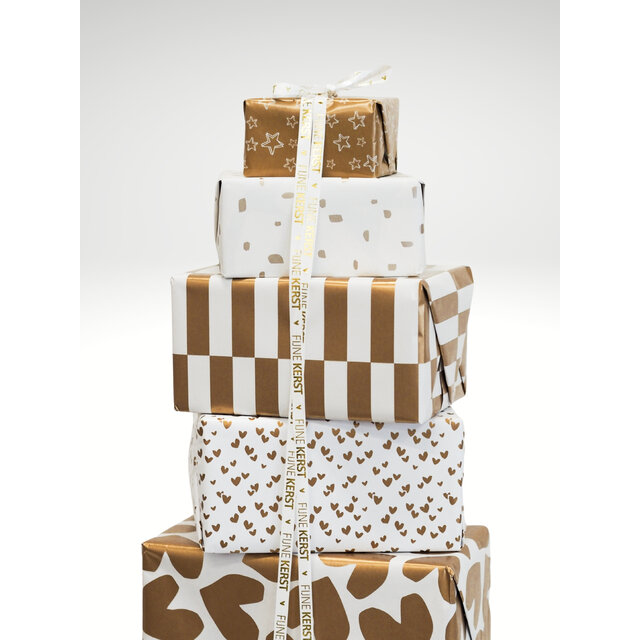 Rol inpakpapier | Big Hearts goud | 3 meter