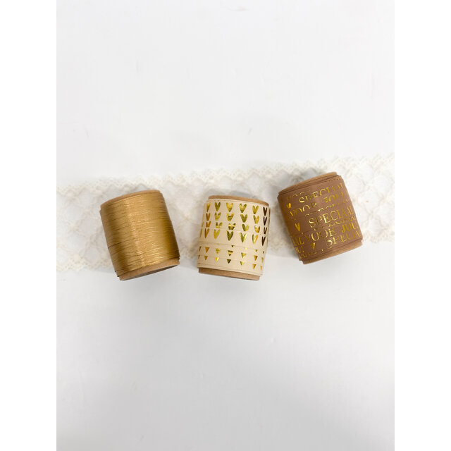 Mini klosje lint  | Hartjes | Goud | 10 meter Mini klosje lint  | Hartjes | Goud | 10 meter