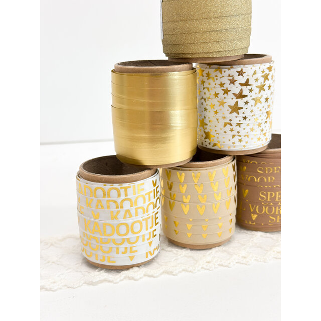 Mini klosje lint  | Goud Sparkling | 10 meter