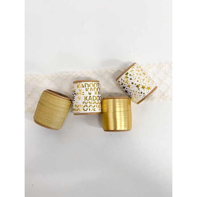 Mini klosje lint  | Goud Sparkling | 10 meter