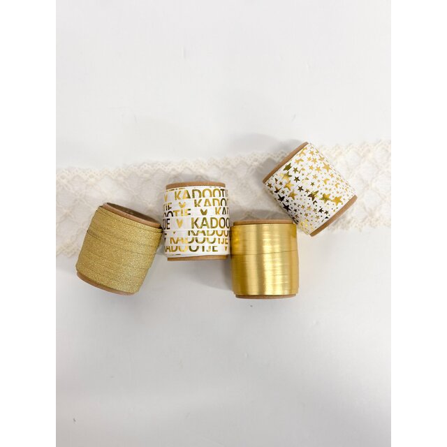 Mini klosje lint  | Voordeelset Shiny Gold | 4 x 10 meter Mini klosje lint  | Voordeelset Shiny Gold | 4 x 10 meter