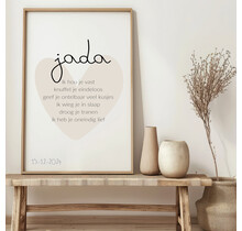 Poster | Met naam en geboortedatum | Exclusief lijst | Diverse formaten