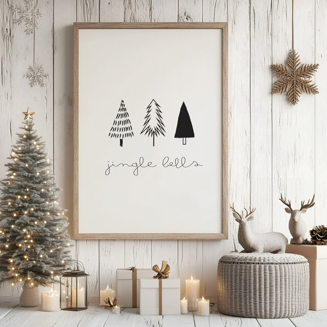 Poster |  Jingle Bells  | Exclusief lijst | Diverse formaten