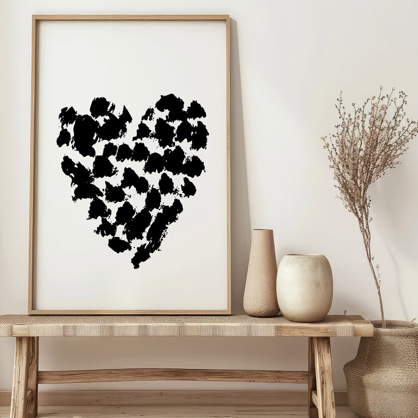 Poster | Inked Heart | Exclusief lijst | Diverse formaten