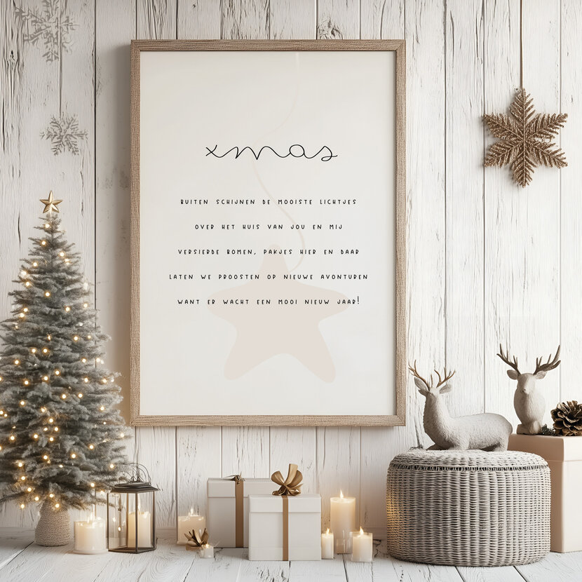 Poster |  XMAS Lichtjes | Exclusief lijst | Diverse formaten