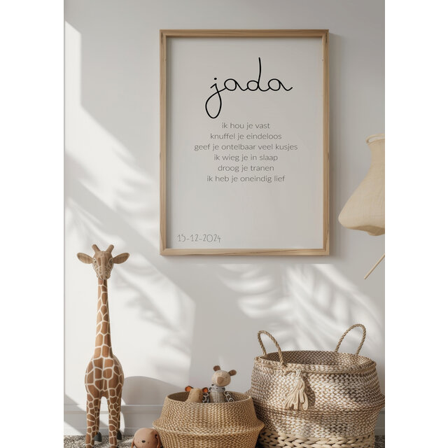 Poster | Met naam en geboortedatum | Exclusief lijst | Diverse formaten