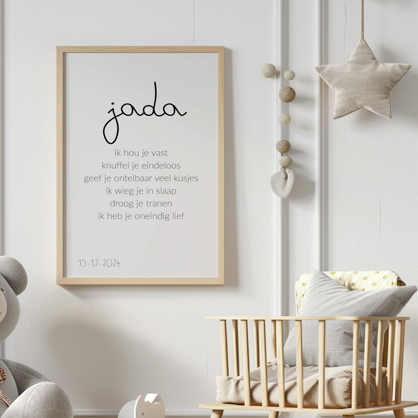 Poster | Met naam en geboortedatum | Exclusief lijst | Diverse formaten