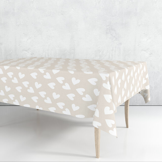 Tafelkleed | Retro Hearts Beige