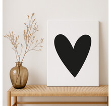 Op maat gemaakt Canvas | Hart Zwart |  Diverse formaten