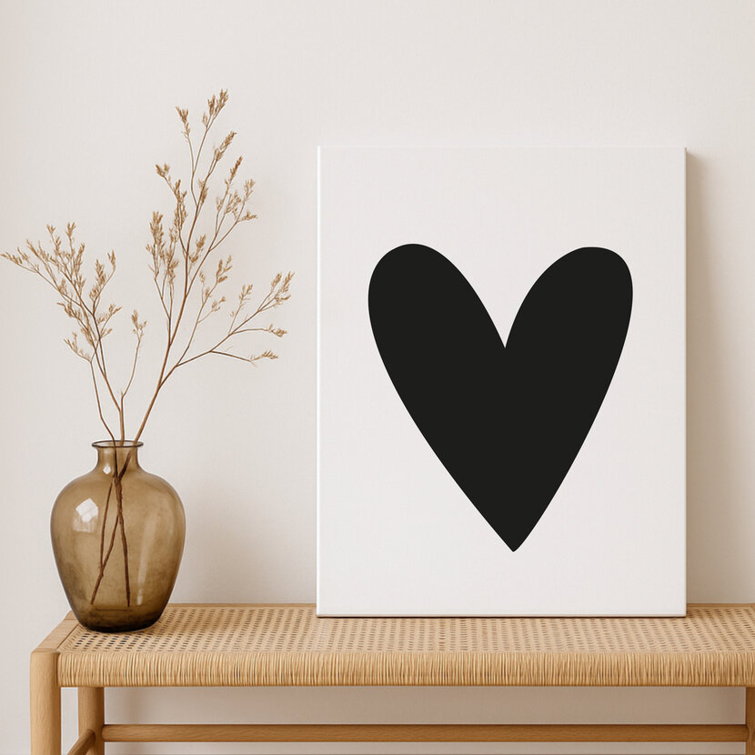 Op maat gemaakt Canvas | Hart Zwart |  Diverse formaten
