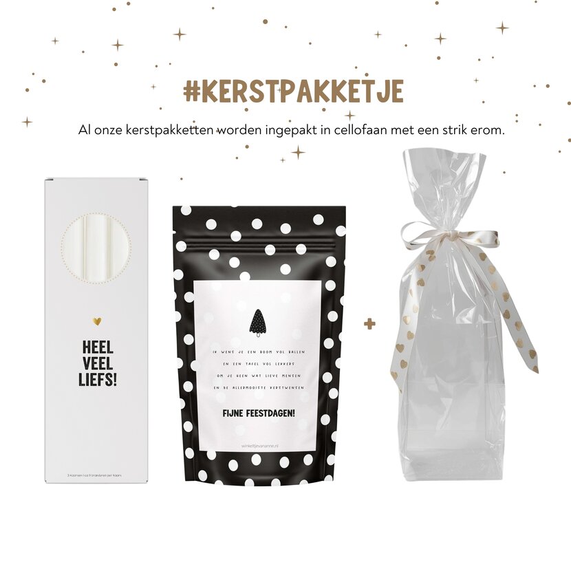 Kerstpakket | Kaarsen en snoep | In cellofaan