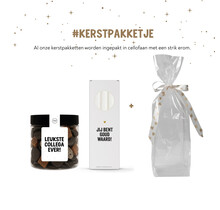 Kerstpakket | Smulpotje collega en kaarsen | In cellofaan