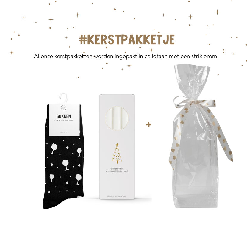 Kerstpakket | Sokken en kaarsen | In cellofaan