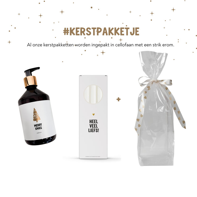 Kerstpakket | Handzeep en kaarsen | In cellofaan