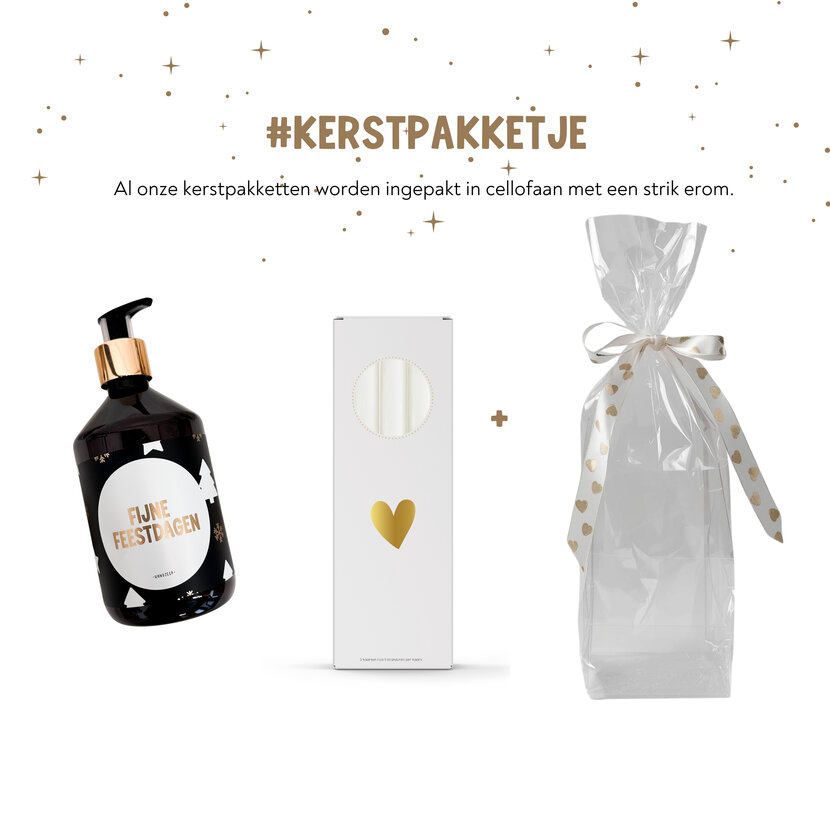 Kerstpakket | Handzeep en kaarsen | In cellofaan