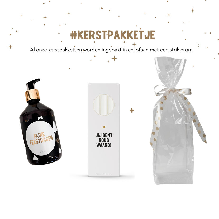 Kerstpakket | Handzeep en kaarsen | In cellofaan
