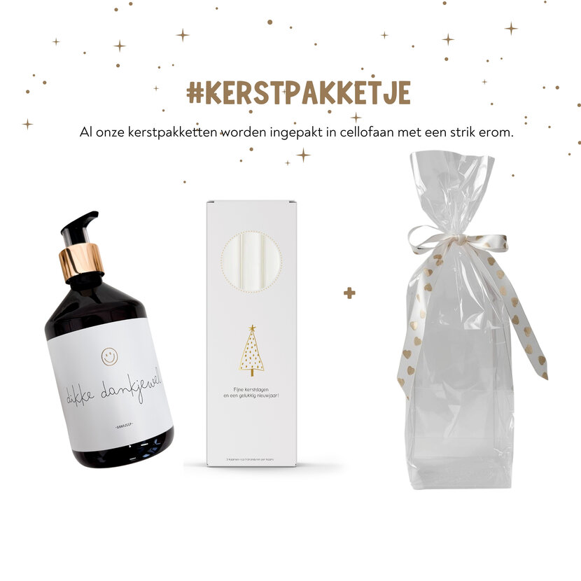 Kerstpakket | Handzeep en kaarsen | In cellofaan