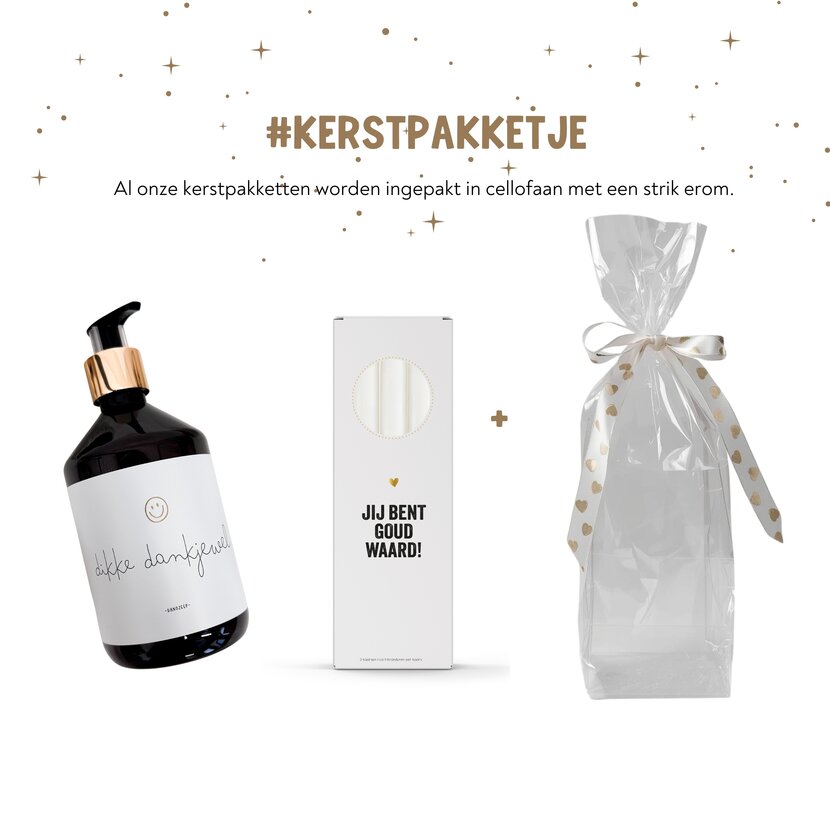 Kerstpakket | Handzeep en kaarsen | In cellofaan