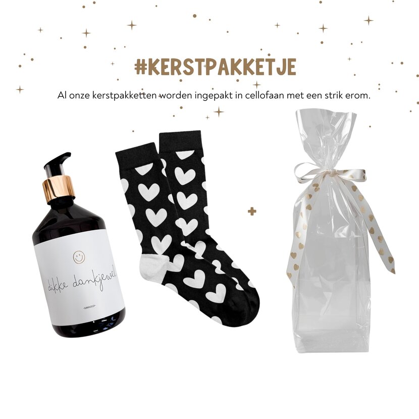 Kerstpakket | Handzeep en sokken | In cellofaan